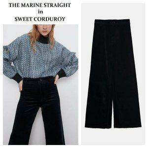 ZARA MARINE CORDUROY WIDE LEG PANTS JEANS